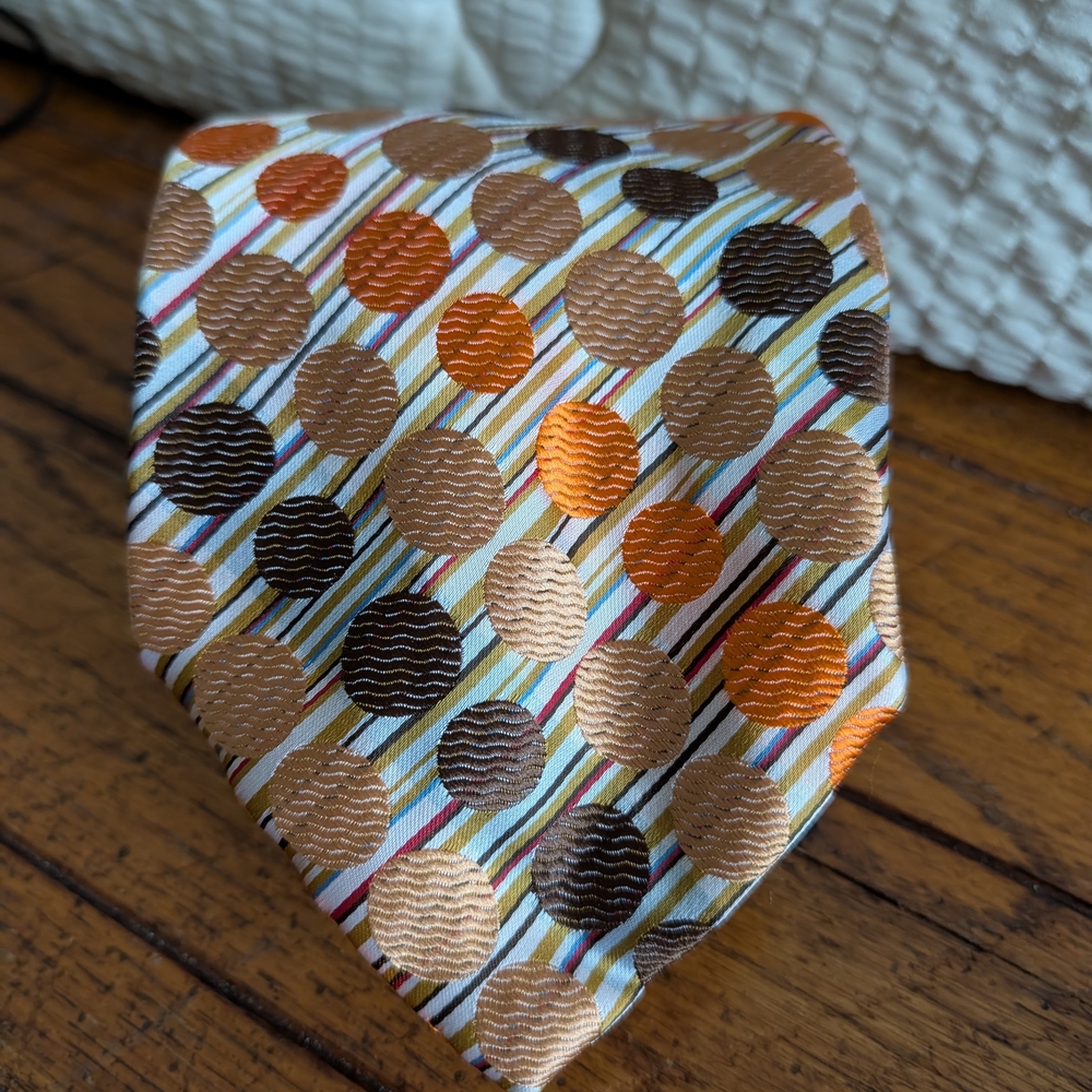 Polka Dot Vintage Tie in Orange, Brown, Tan